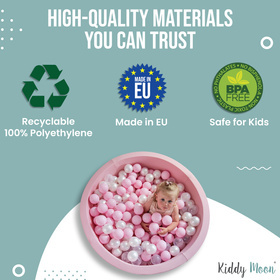 KiddyMoon Plastikowe piłeczki 7cm Zabawka zestaw kulek, czarny-perła-złoty-szary