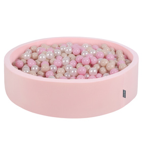 KiddyMoon Suchy basen okrągły z piłeczkami 7cm 120x30 Іграшка пінопластовий басейн, рожевий: пастельний бежево-пудрово-рожевий-перлина