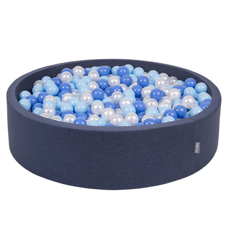 KiddyMoon Suchy basen okrągły z piłeczkami 7cm 120x30 Іграшка пінопластовий басейн, темно-синій: baby blue-синій-перлина