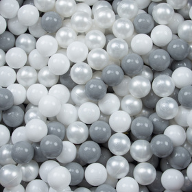 KiddyMoon Plastikowe piłeczki 6cm Zabawka zestaw kulek, biały-szary-perła