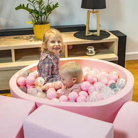 KiddyMoon Piankowy plac zabaw PPZP-OK30D-112 z piłeczkami Іграшка ігровий майданчик, рожевий: пастельний бежево-пудрово-рожевий-перламутровий