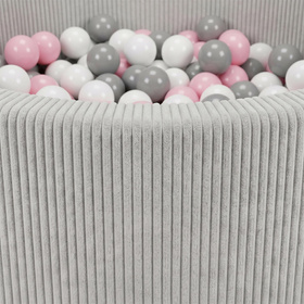 KiddyMoon Suchy basen okrągły ANAFI z piłeczkami 7cm Іграшка пінопластовий басейн, світло-сірий