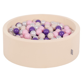 KiddyMoon Suchy basen okrągły z piłeczkami 7cm Іграшка пінопластовий басейн, бежевий