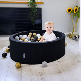 KiddyMoon Plastikowe piłeczki 7cm Zabawka zestaw kulek, biały-szary-czarny-złoty