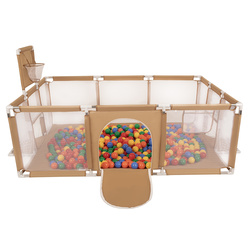 Boisko BO-100X z piłeczkami 6cm Zabawka kojec, beżowy: żółty-zielony-niebieski-czerwony-pomarańcz