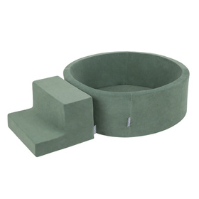 KiddyMoon Piankowy plac zabaw VELVET PPZP-OK30V-122 z piłeczkami Іграшка ігровий майданчик, зелень лісу: темний бірюзово-зелено-сірий-білий