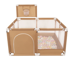  Boisko KK-100X z piłeczkami 6cm Zabawka kojec, beżowy: pastelowy beż-pastelowy żółty-biały-mięta-pudrowy róż