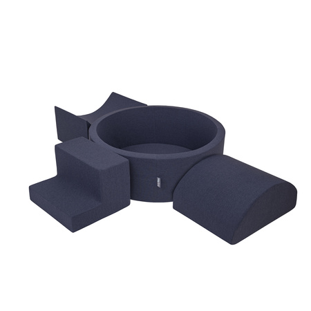 KiddyMoon Piankowy plac zabaw PPZP-OK30D-134 z piłeczkami Zabawka plac zabaw, granatowy: babyblue-niebieski-perła