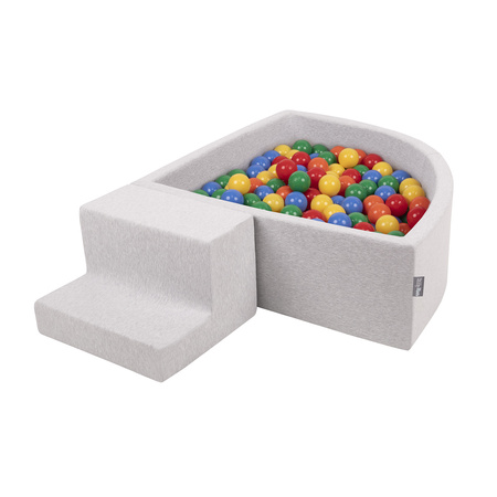 KiddyMoon Piankowy plac zabaw PPZP-TR30D-122 z piłeczkami Іграшка ігровий майданчик, ясно-сірий: жовто-зелено-синьо-червоний-помаранчевий