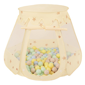 Namiot zamek NZ-100X z piłeczkami 7cm Іграшка намет для дітей, jasny beż: pastelowy beż-pastelowy niebieski-pastelowy żółty-mięta