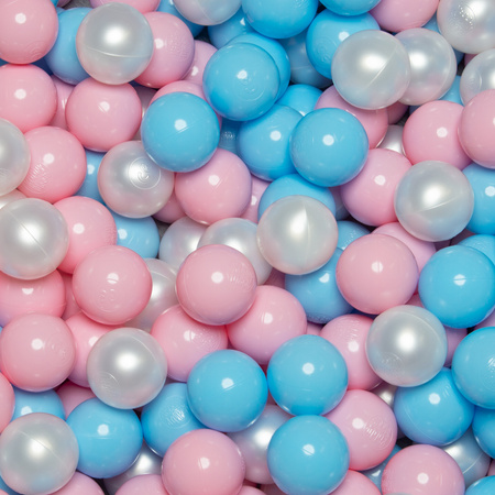  Suchy basen okrągły z piłeczkami 6cm Zabawka basen piankowy, jasnoszary: babyblue-pudrowy róż-perła