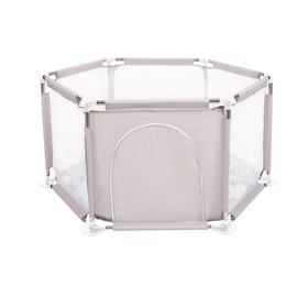  Sześciokąt składany KS-100X z piłeczkami 6cm Zabawka kojec, szary: perła-szary-transparent-babyblue-mięta