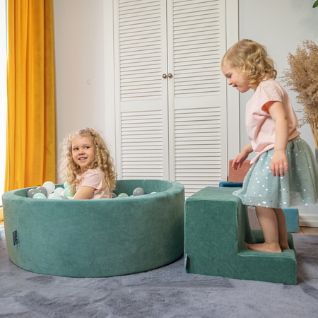 KiddyMoon Piankowy plac zabaw VELVET PPZP-OK30V-122 z piłeczkami Іграшка ігровий майданчик, Пісочний беж: пастельний бежево-лососево-білий