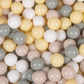 KiddyMoon Plastikowe piłeczki 7cm Zabawka zestaw kulek, pastelowy beż-zielonoszary-pastelowy żółty-biały