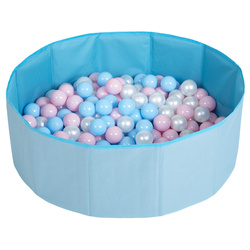 Suchy basen składany BS-100X z piłeczkami 6cm Іграшка текстильний басейн, синій: babyblue-пудрово-рожевий-перлина
