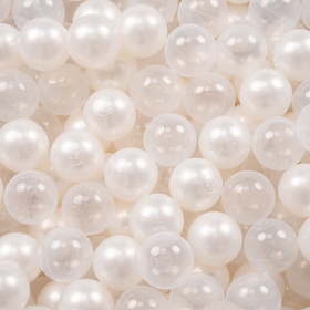 KiddyMoon Plastikowe piłeczki 7cm Zabawka zestaw kulek, perła-transparent