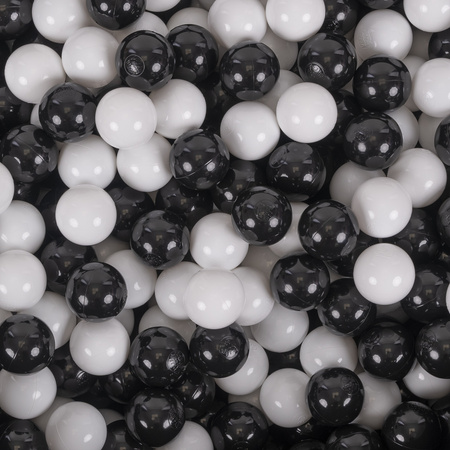 KiddyMoon Plastikowe piłeczki 7cm Zabawka zestaw kulek, czarny-biały