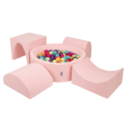 KiddyMoon Piankowy plac zabaw PPZP-OK30D-135 z piłeczkami Іграшка ігровий майданчик, рожевий: світло-зелений-жовтий-бірюзовий-помаранчевий-темно-рожевий-фіолетовий