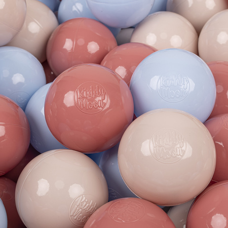 KiddyMoon Plastikowe piłeczki 7cm Іграшка набір кульок, пастельний бежево-пастельний блакитно-лососевий