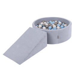 KiddyMoon Piankowy plac zabaw STRIPES PPZP-OK30VS-112 z piłeczkami Іграшка ігровий майданчик, темно-сірий: сірий-білий-бебі-блакитний