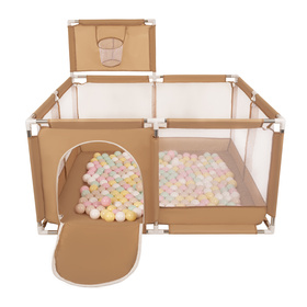  Boisko KK-100X z piłeczkami 6cm Zabawka kojec, beżowy: pastelowy beż-pastelowy żółty-biały-mięta-pudrowy róż