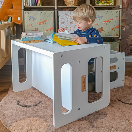 KiddyMoon Stolik + krzesło TC-001 Меблі комплект меблів, Сірий МДФ