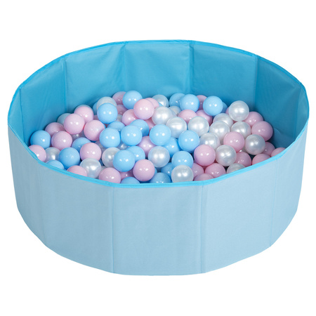 Suchy basen składany BS-100X z piłeczkami 6cm Іграшка текстильний басейн, синій: babyblue-пудрово-рожевий-перлина