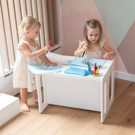 KiddyMoon Stolik + krzesło TC-001 Меблі комплект меблів, Білий МДФ