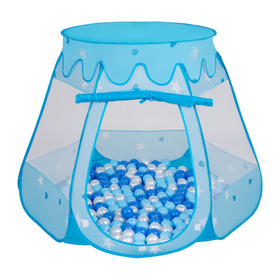 Namiot zamek NZ-100X z piłeczkami 6cm Іграшка намет для дітей, синій: babyblue-синій-перлина