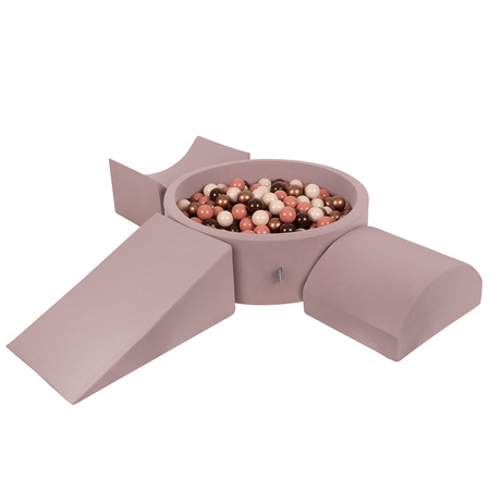 KiddyMoon Piankowy plac zabaw PPZP-OK30D-114 z piłeczkami Іграшка ігровий майданчик, вересовий: коричнево-мідний-пастельний бежево-лососевий
