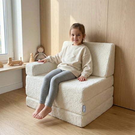 KiddyMoon MATERAC z poduszką TEDDY KMMP-1650 Меблі пінопластовий, вершковий