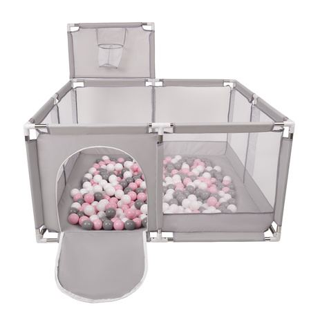 Boisko KK-100X z piłeczkami 6cm Іграшка манеж, сірий: біло-сірий-пудрово-рожевий