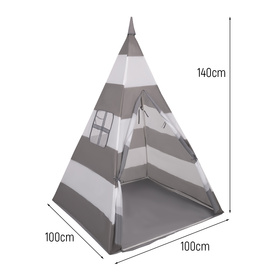  Namiot tipi NT-200X z piłeczkami 6cm Zabawka namiot dla dzieci, szaro-białe pasy: biały-szary-mięta