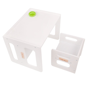KiddyMoon Stolik + krzesło TC-001 Mebel zestaw mebelków, MDF white