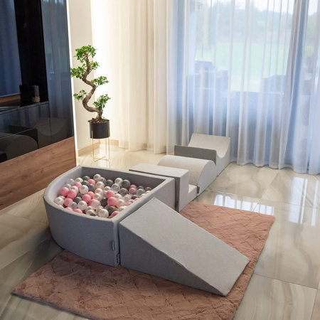 KiddyMoon Suchy basen okrągły z piłeczkami 7cm 120x30 Іграшка пінопластовий басейн, рожевий: пастельний бежево-пудрово-рожевий-перлина
