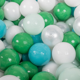 KiddyMoon Plastikowe piłeczki 6cm Іграшка набір кульок, бірюзовий-білий-перлина-зелений-м’ята