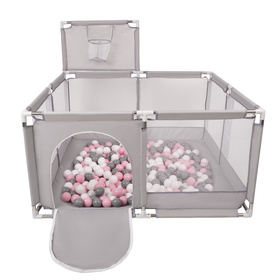 Boisko KK-100X z piłeczkami 6cm Іграшка манеж, сірий: біло-сірий-пудрово-рожевий
