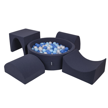 KiddyMoon Piankowy plac zabaw PPZP-OK30D-135 z piłeczkami Іграшка ігровий майданчик, темно-синій: baby blue — синій — перламутровий