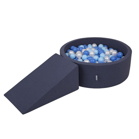 KiddyMoon Piankowy plac zabaw PPZP-OK30D-112 z piłeczkami Іграшка ігровий майданчик, темно-синій: babyblue-блакитний-перлина
