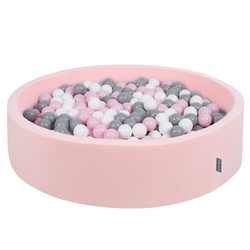 KiddyMoon Suchy basen okrągły z piłeczkami 7cm 120x30 Іграшка пінопластовий басейн, рожевий: біло-сірий-пудрово-рожевий