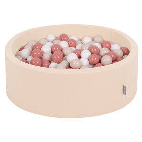 KiddyMoon Suchy basen okrągły z piłeczkami 7cm Іграшка пінопластовий басейн, бежевий
