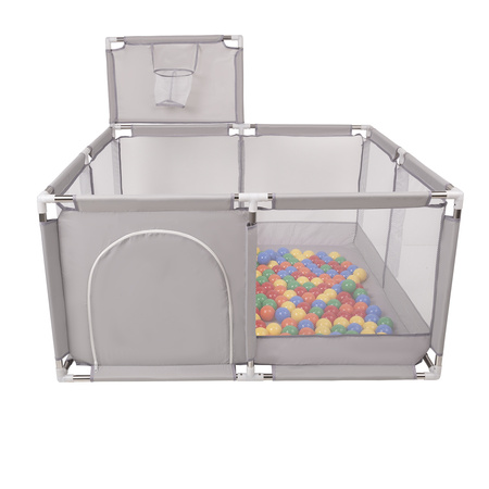 Boisko KK-100X z piłeczkami 6cm Іграшка манеж, сірий: жовтий-зелений-синій-червоний-помаранчевий