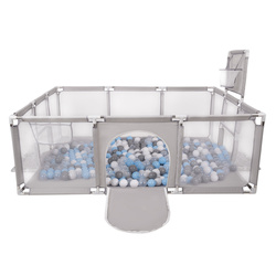 Boisko BO-100X z piłeczkami 6cm Zabawka kojec, szary: szary-biały-transparent-babyblue
