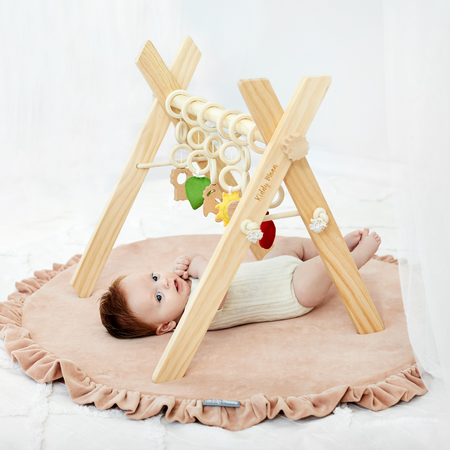 KiddyMoon Stojak gimnastyczny dla niemowląt BT-001 Zabawka edukacyjna, natural