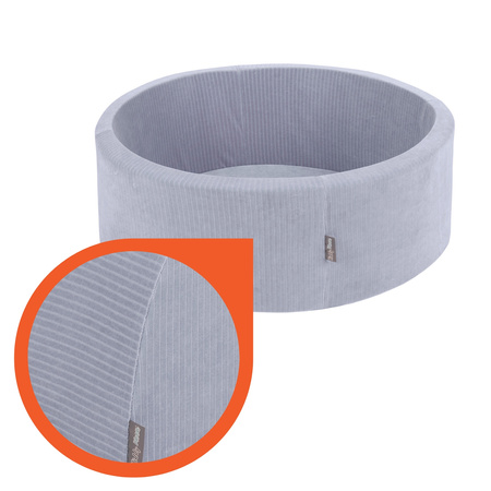KiddyMoon Suchy basen okrągły STRIPES z piłeczkami 7 cm Zabawka basen piankowy, ciemnoszary: pastelowy beż-biały-perła