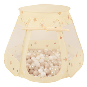 Namiot zamek NZ-100X z piłeczkami 7cm Іграшка намет для дітей, jasny beż: pastelowy beż-biały-perła