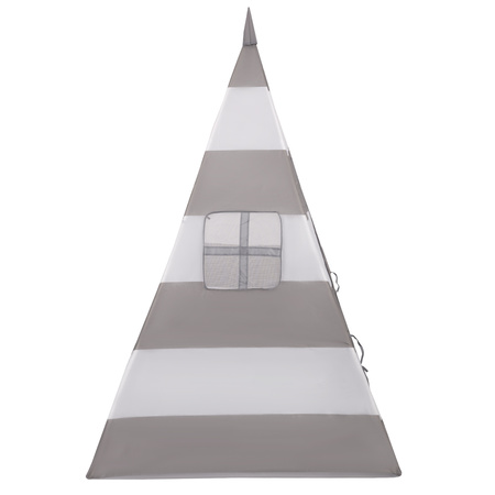  Namiot tipi NT-200X z piłeczkami 6cm Zabawka namiot dla dzieci, szaro-białe pasy: biały-szary-mięta