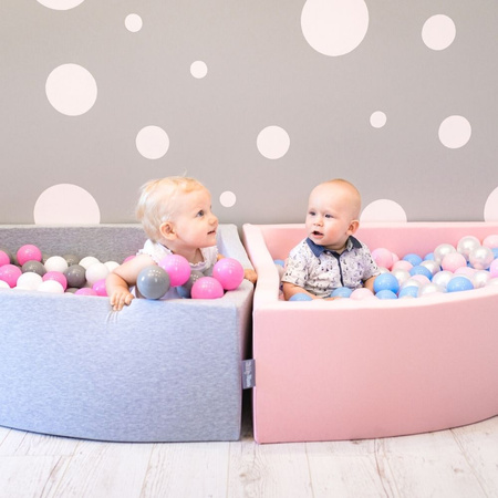 KiddyMoon Plastikowe piłeczki 7cm Zabawka zestaw kulek, babyblue-pudrowy róż-perła