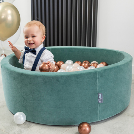KiddyMoon Plastikowe piłeczki 7cm Zabawka zestaw kulek, pastelowy beż-miedziany-perła