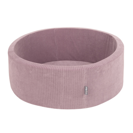 KiddyMoon Suchy basen okrągły STRIPES z piłeczkami 7 cm Zabawka basen piankowy, fioletowy: pastelowy niebieski-pastelowy żółty-biały-mięta-pudrowy róż